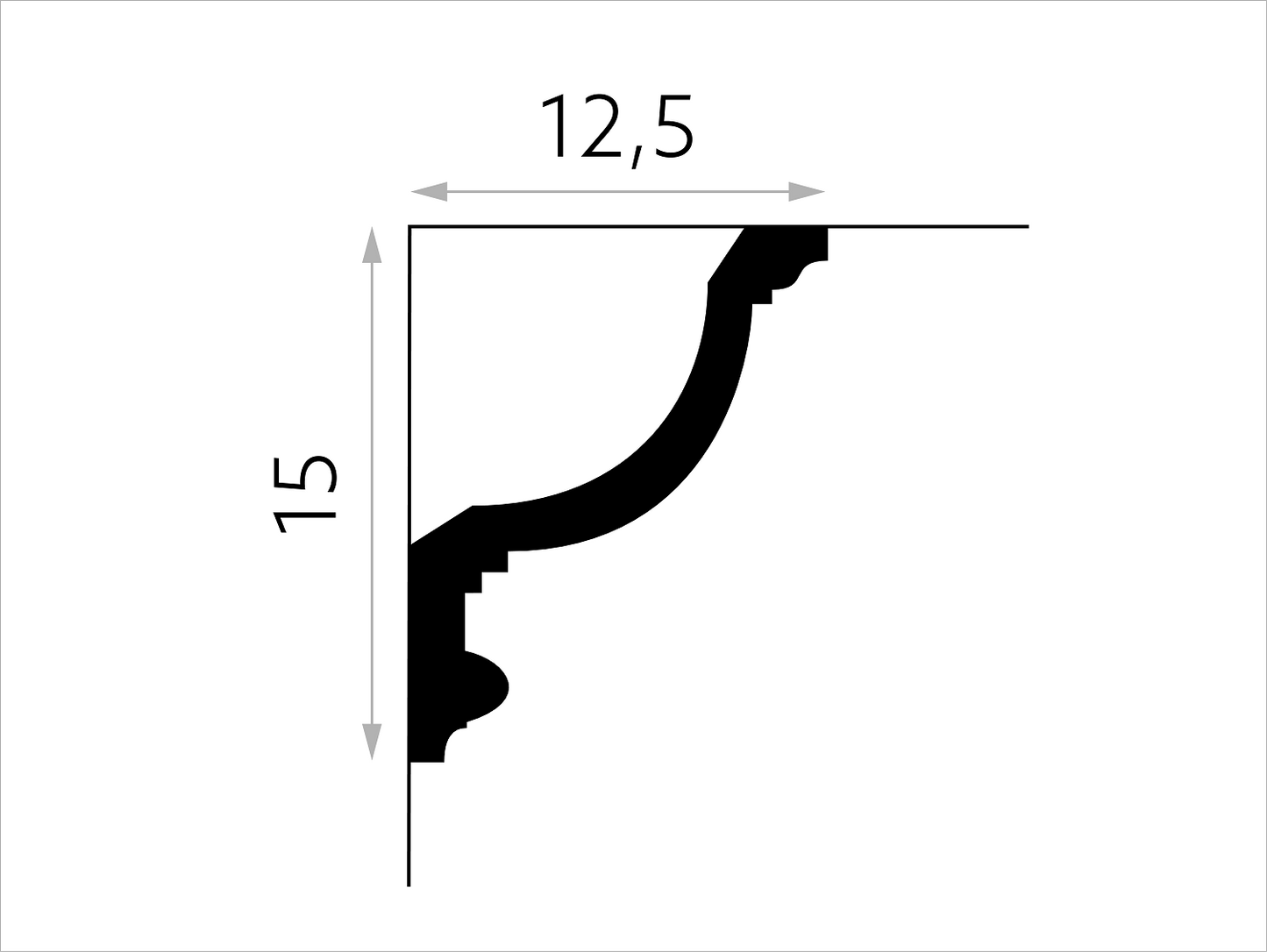 MDB154 Mardom Decor listwa sufitowa – rysunek techniczny z wymiarami (producent Mardom Decor)