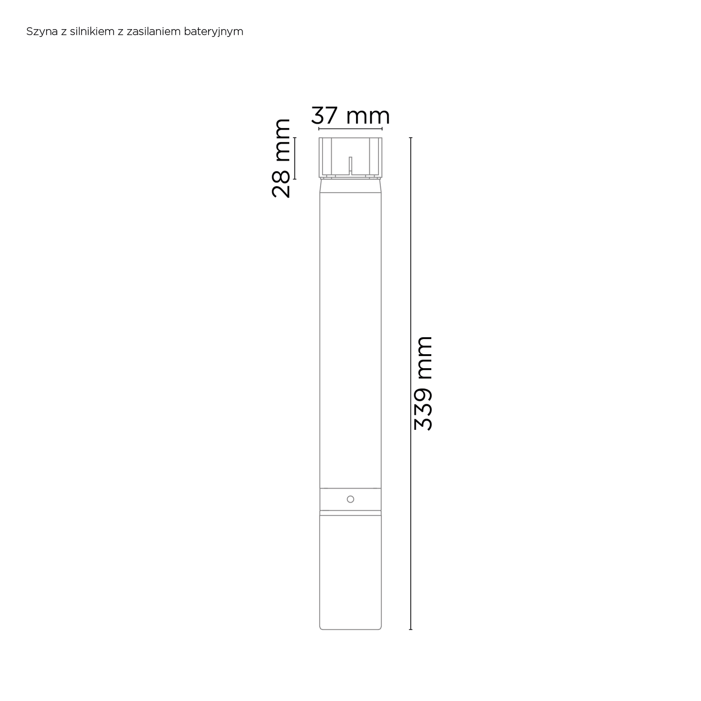 P35-45CML40 Creativa Karnisz elektryczny 2,5 - 4,5 m z zasilaniem bateryjnym – rysunek techniczny
