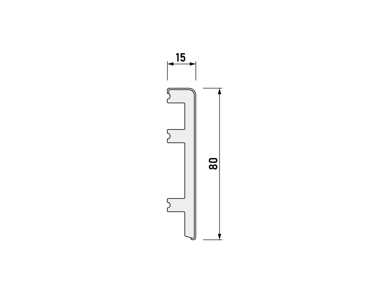 STL80-9005 Creativa Listwa przypodłogowa czarna RAL 9005 220 cm – rysunek techniczny