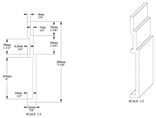 SX181 Orac Decor listwa przypodłogowa – rysunek techniczny z wymiarami w mm (karta techniczna producenta Orac)