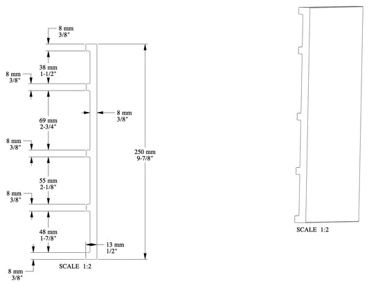 SX207F Orac Decor listwa przypodłogowa – rysunek techniczny z wymiarami w mm (karta techniczna producenta Orac)