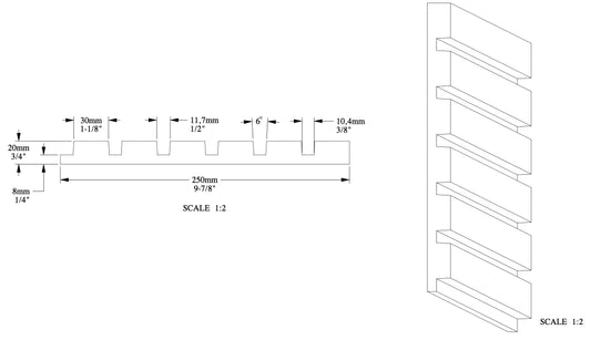 W111F Orac Decor panel ścienny – rysunek techniczny z wymiarami w mm (karta techniczna producenta Orac)