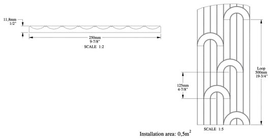 W212 Orac Decor panel ścienny – rysunek techniczny z wymiarami w mm (karta techniczna producenta Orac)