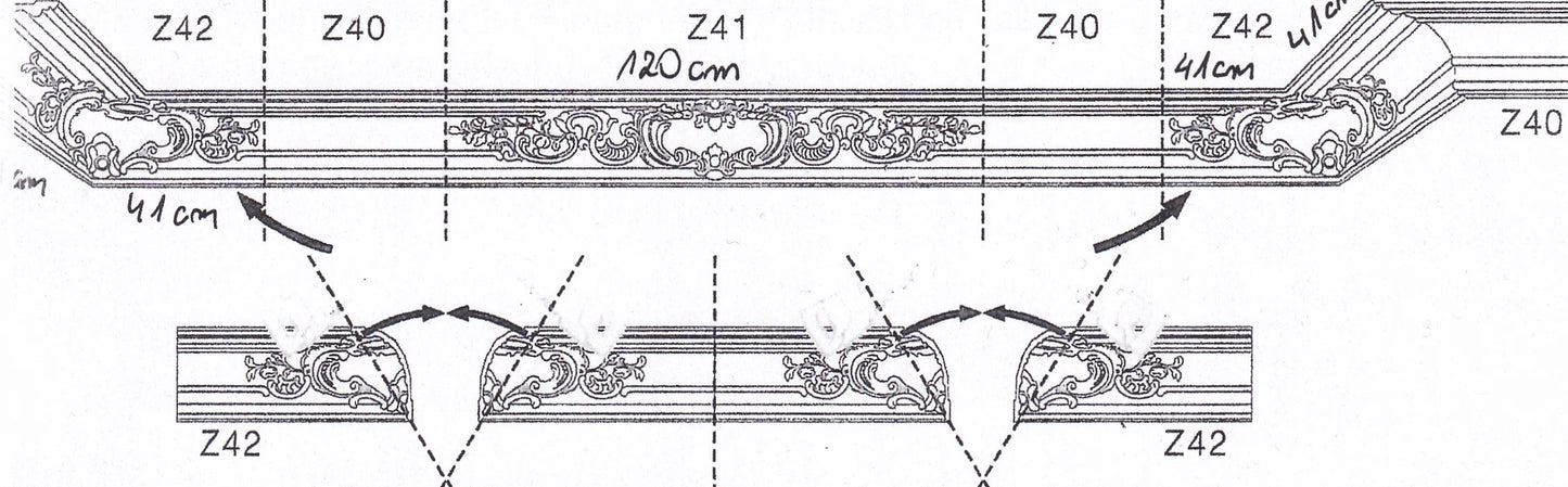 Z40 NMC Listwa sufitowa – schemat narożników do listew Z40/Z41 (materiał producenta)
