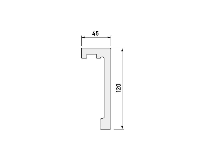 LK-03 CZARNA Creativa Listwa karniszowa czarna 244 cm – rysunek techniczny