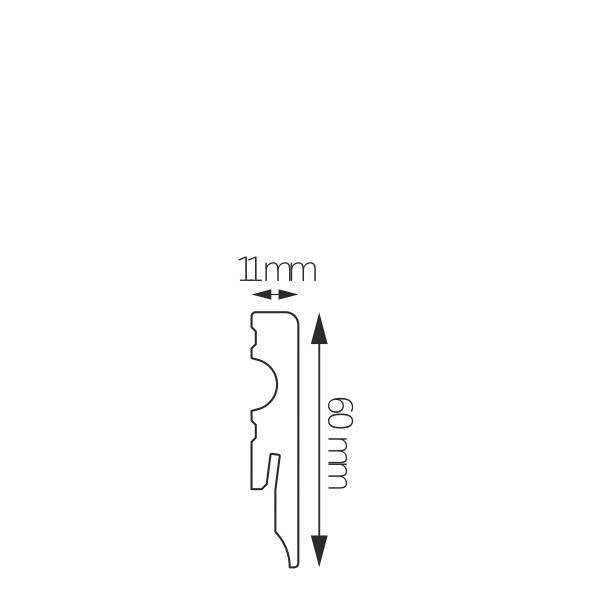 LMDF-02M Creativa Listwa przypodłogowa biała RAL 9003 220 cm – kształt profilu, zdjęcie 3