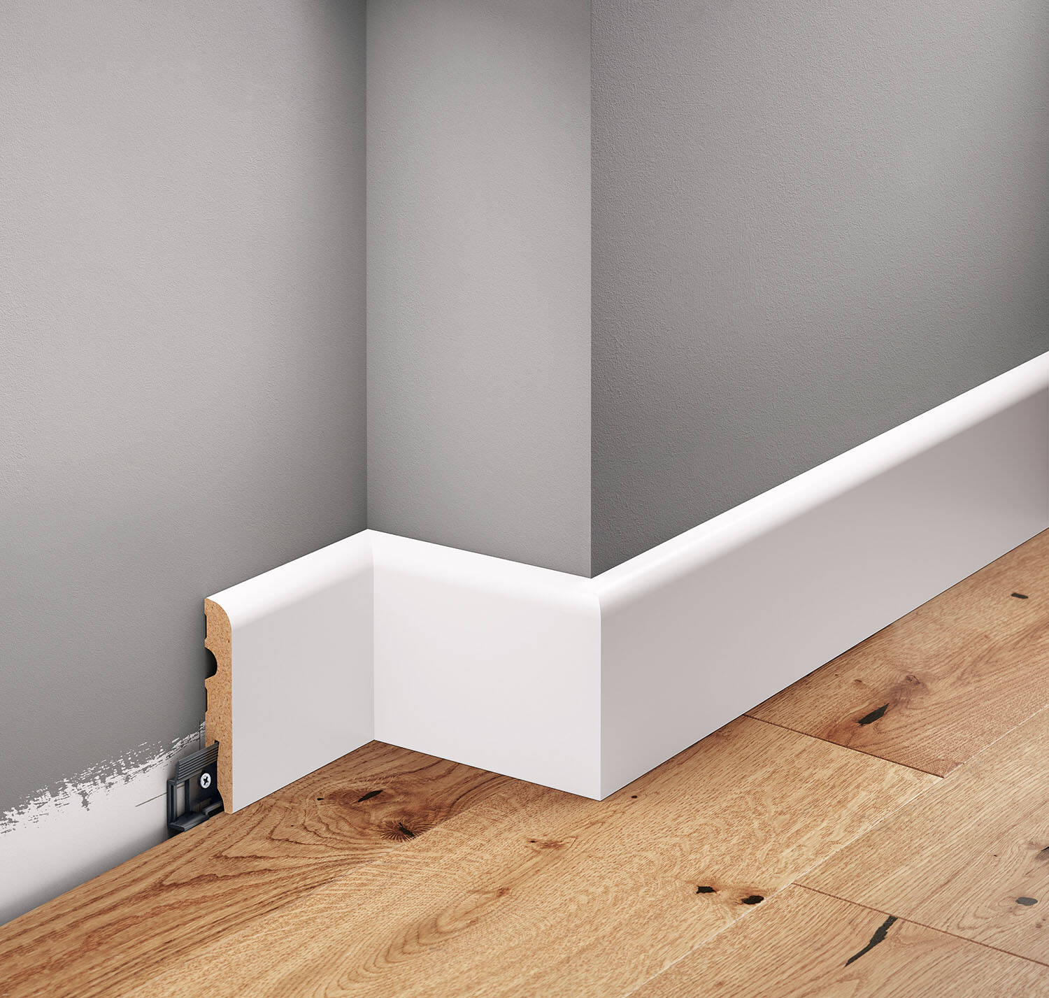 LMDF-03M Creativa Listwa przypodłogowa biała RAL 9003 220 cm – kształt profilu (zdjęcie poglądowe)