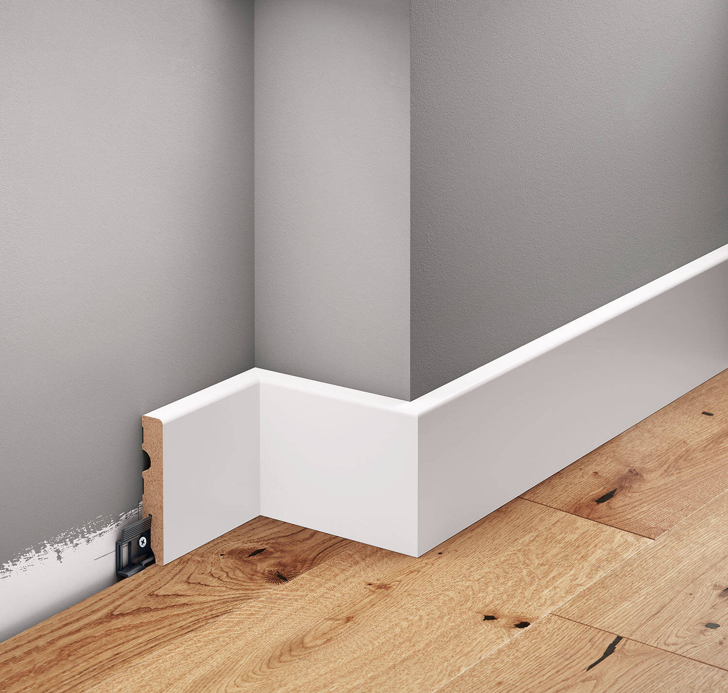 LMDF-04M Creativa Listwa przypodłogowa biała RAL 9003 220 cm – kształt profilu (zdjęcie poglądowe)