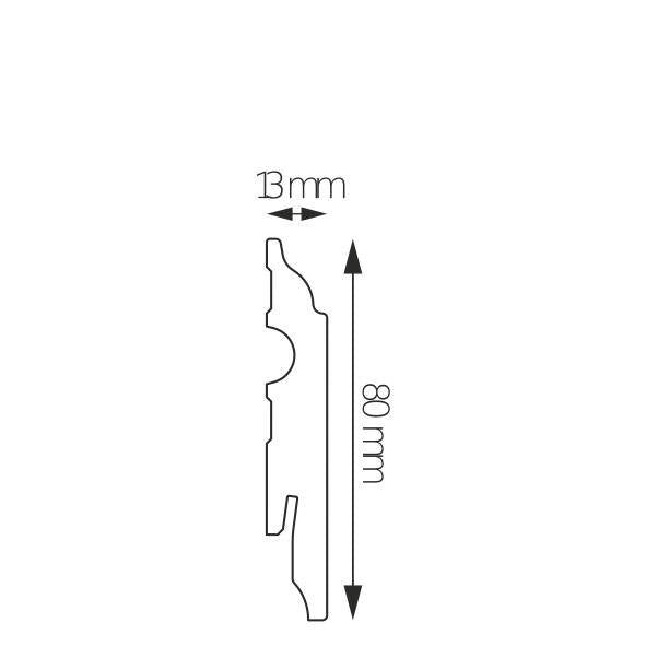 LMDF-05M Creativa Listwa przypodłogowa biała RAL 9003 220 cm – kształt profilu, zdjęcie 3