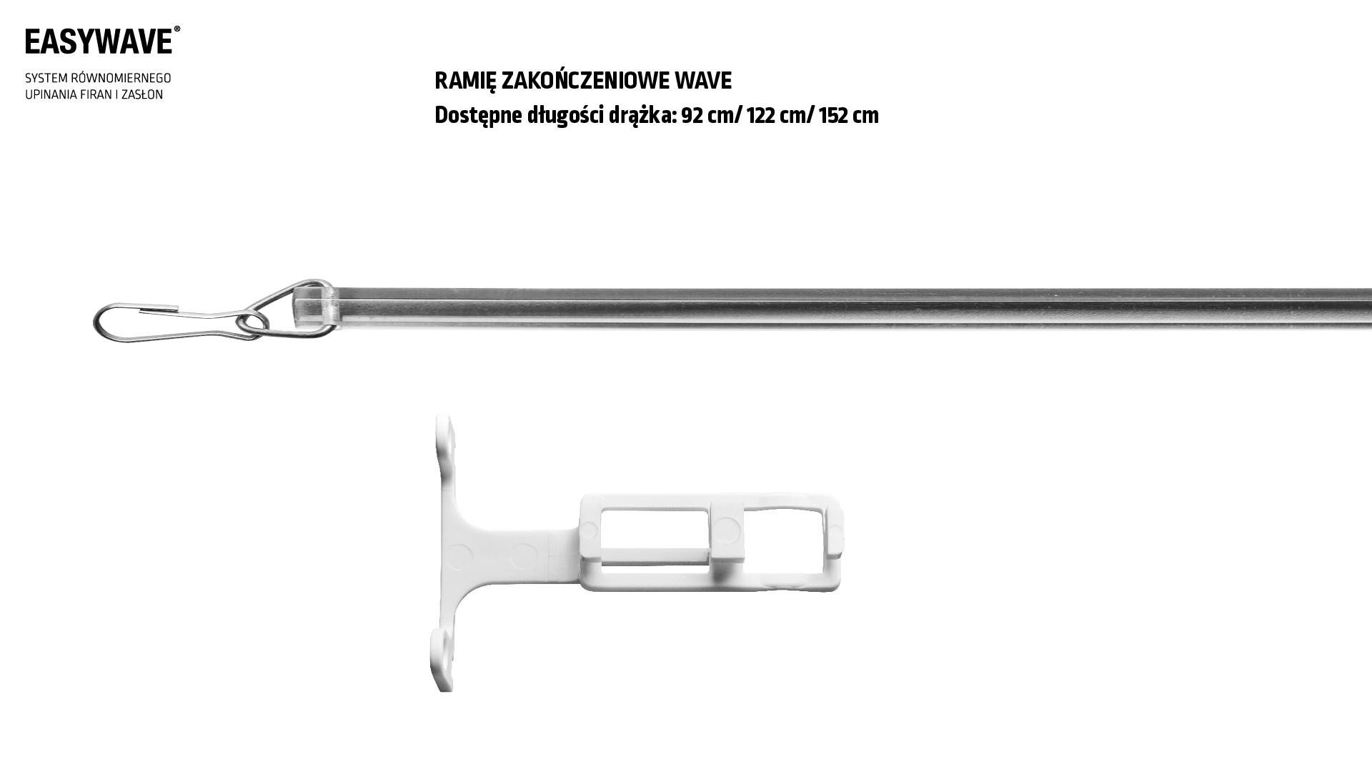PT-122 Creativa Akcesorium karniszowe Pręt do przesuwania tkaniny transparentny 122 cm – zdjęcie poglądowe 2
