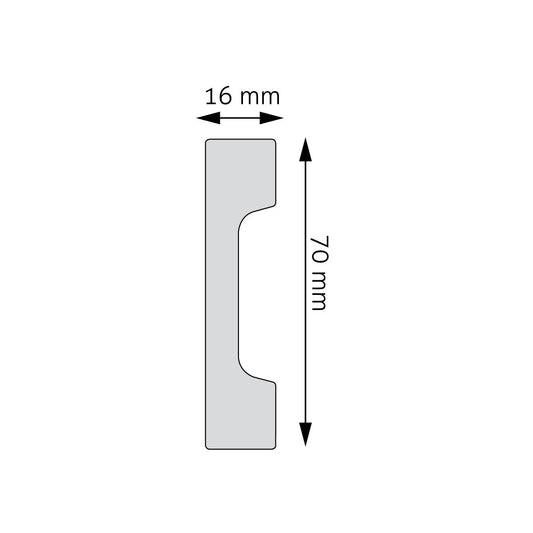 LPC-23SREBRNA / LPC-23A / LPC-23I Creativa listwa przypodłogowa – rysunek techniczny z wymiarami (producent Creativa)