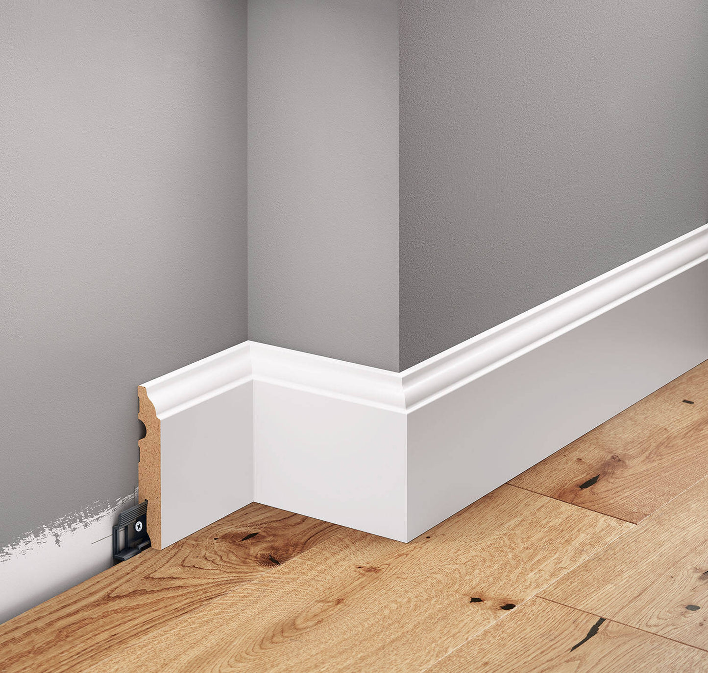 LMDF-06M Creativa Listwa przypodłogowa biała RAL 9003 220 cm – kształt profilu (zdjęcie poglądowe)
