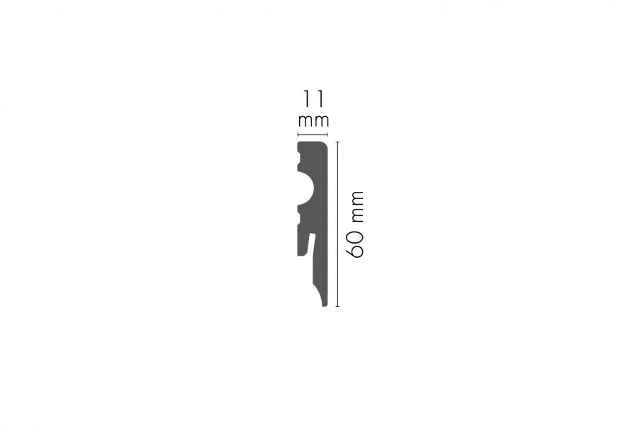 LMDF-02MC Creativa Listwa przypodłogowa czarna RAL 9005 220 cm – rysunek techniczny