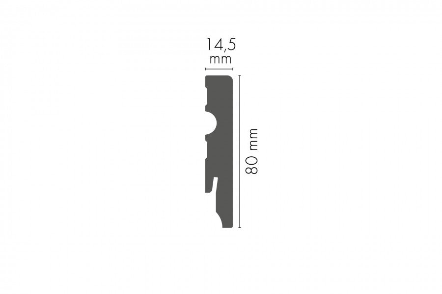 LMDF-04MC Creativa Listwa przypodłogowa czarna RAL 9005 220 cm – rysunek techniczny