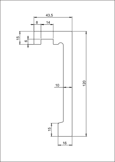 LK-03 CZARNA Creativa Listwa karniszowa czarna 244 cm – rysunek techniczny