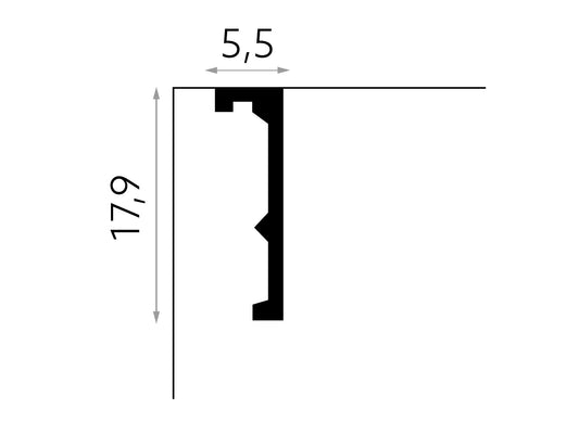 QL056 Mardom Decor listwa karniszowa – rysunek techniczny z wymiarami (producent Mardom Decor)
