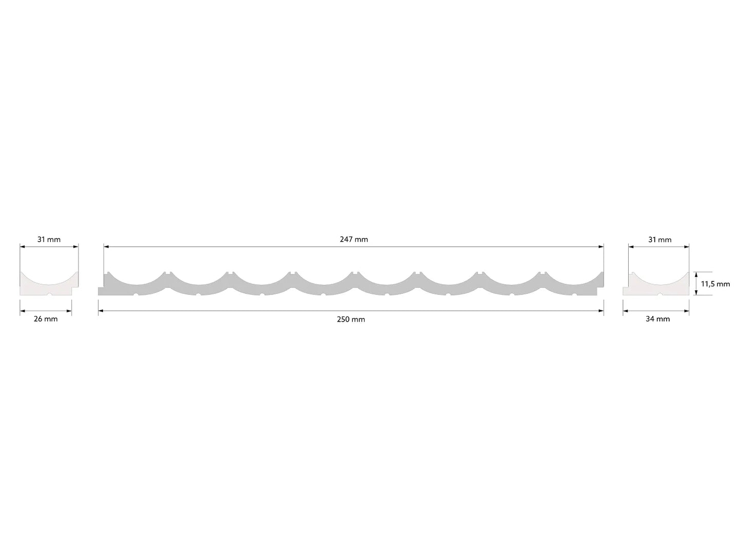 WP002LP Mardom Decor zakończenie panelu ściennego – rysunek techniczny (producent Mardom Decor)