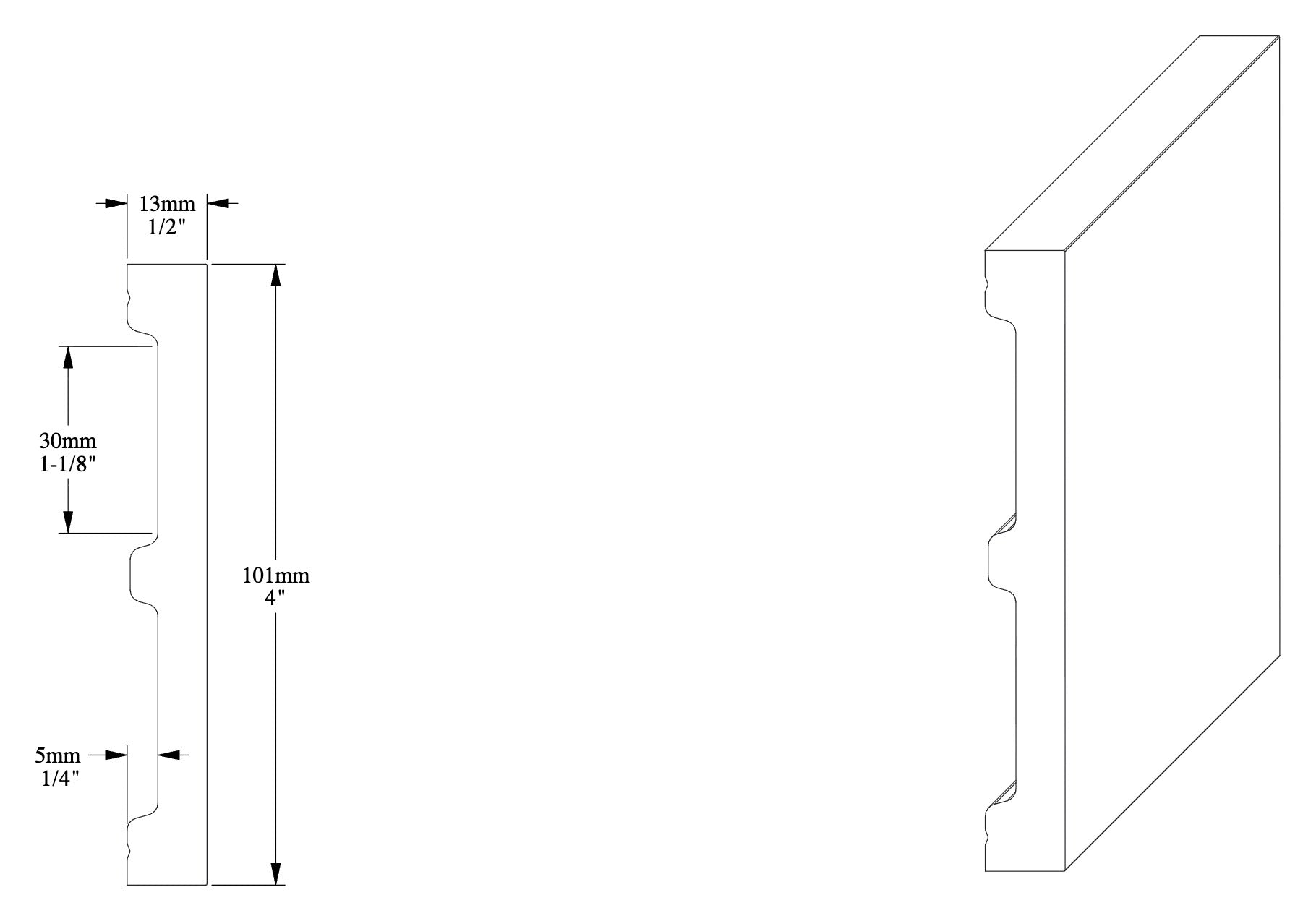 DX163-2300 Orac Decor listwa do obramowań drzwi – rysunek techniczny z wymiarami w mm (karta techniczna producenta Orac – ten sam profil co wersja 260 cm)