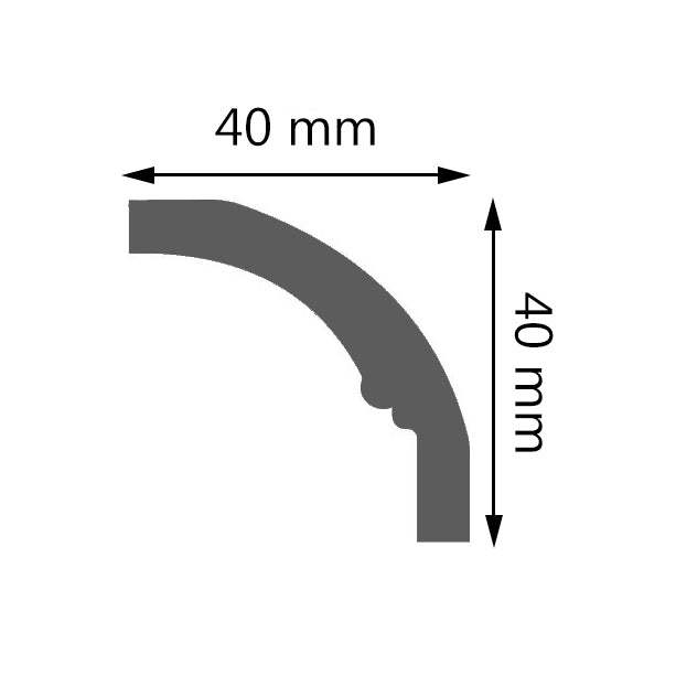 LGG-12 Creativa listwa sufitowa – rysunek techniczny 40 × 40 mm (materiał producenta Creativa, źródło: 4wall.pl / dekorplanet.pl)