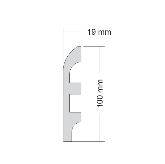 LPC-19SREBRNA / LPC-19 / LPC-19 F Creativa listwa przypodłogowa – rysunek techniczny z wymiarami (producent Creativa)