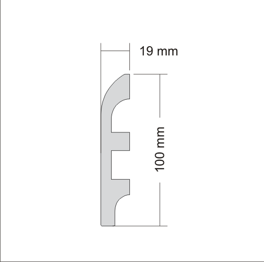 LPC-19SREBRNA / LPC-19 / LPC-19 F Creativa listwa przypodłogowa – rysunek techniczny z wymiarami (producent Creativa)