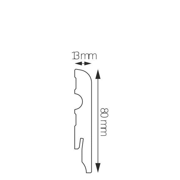 LMDF-03M Creativa Listwa przypodłogowa biała RAL 9003 220 cm – kształt profilu, zdjęcie 3
