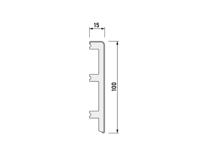 STL100-9003 Creativa Listwa przypodłogowa biała RAL 9003 220 cm – rysunek techniczny