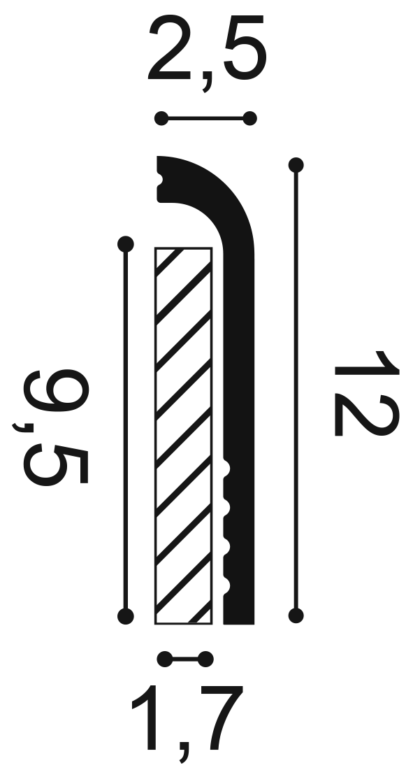 SX185 Orac Decor Listwa przypodłogowa 200 cm – przekrój techniczny