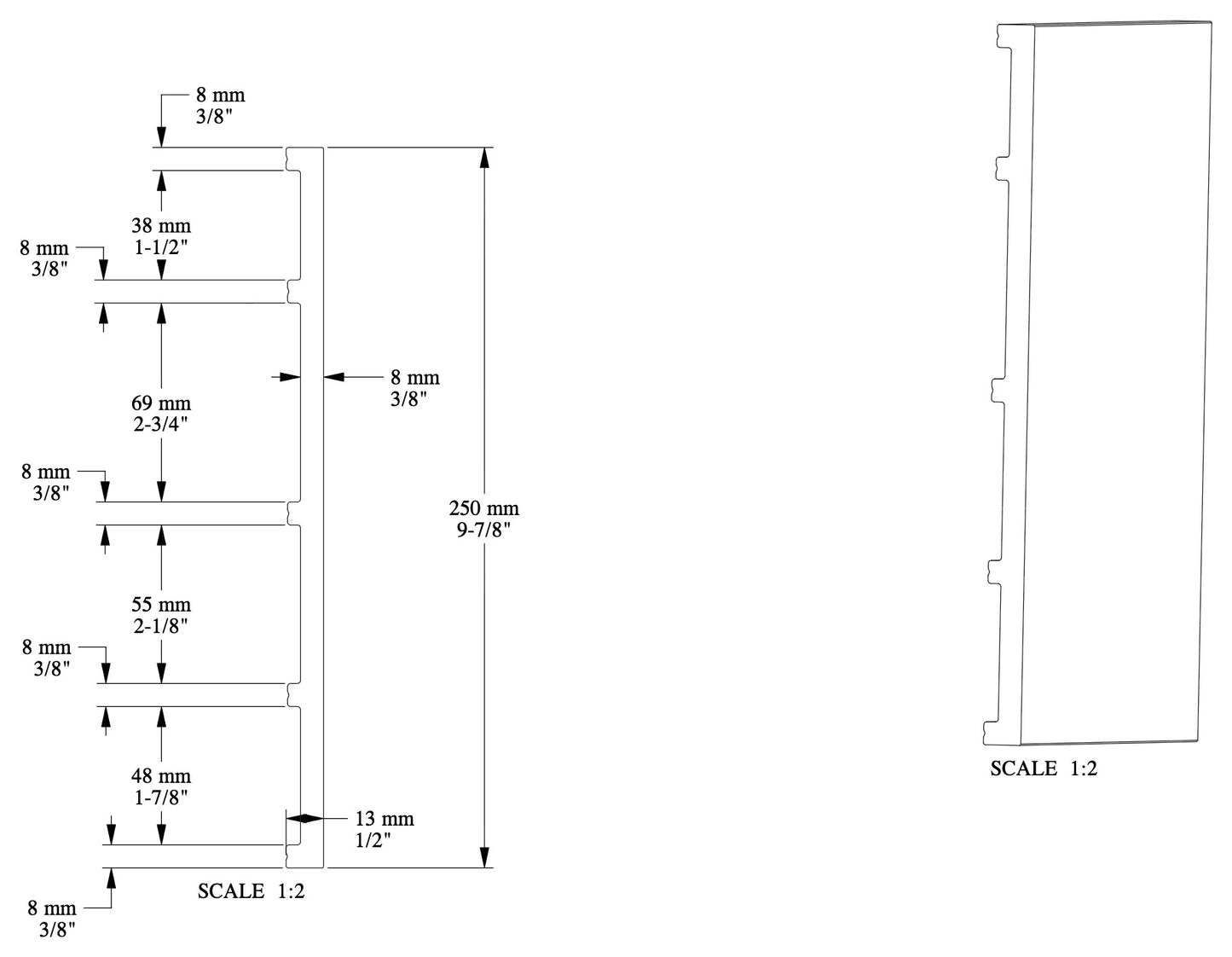 SX207F Orac Decor listwa przypodłogowa – rysunek techniczny z wymiarami w mm (karta techniczna producenta Orac)